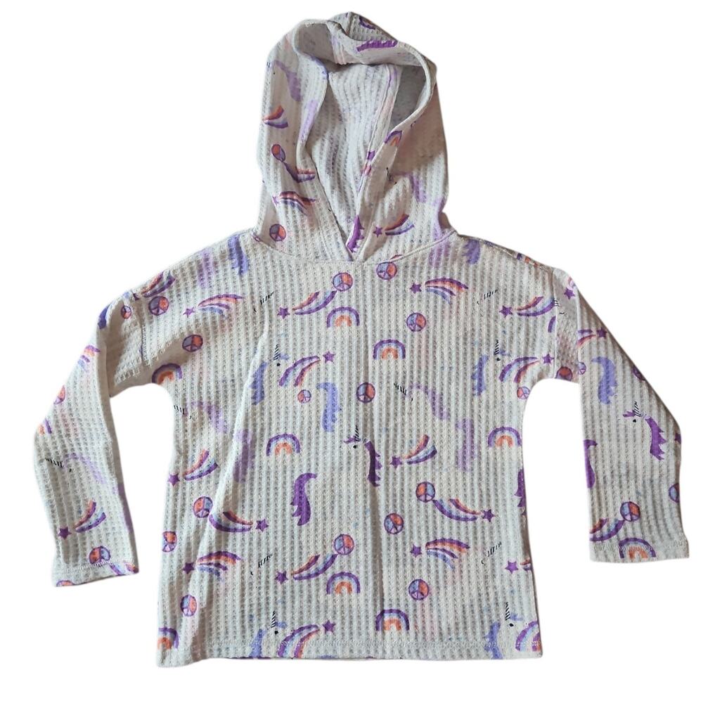 NWT Garanimals Toddler Girl 3T Waffle Knit Hoodie Rainbow Unicorn Long Sleeve